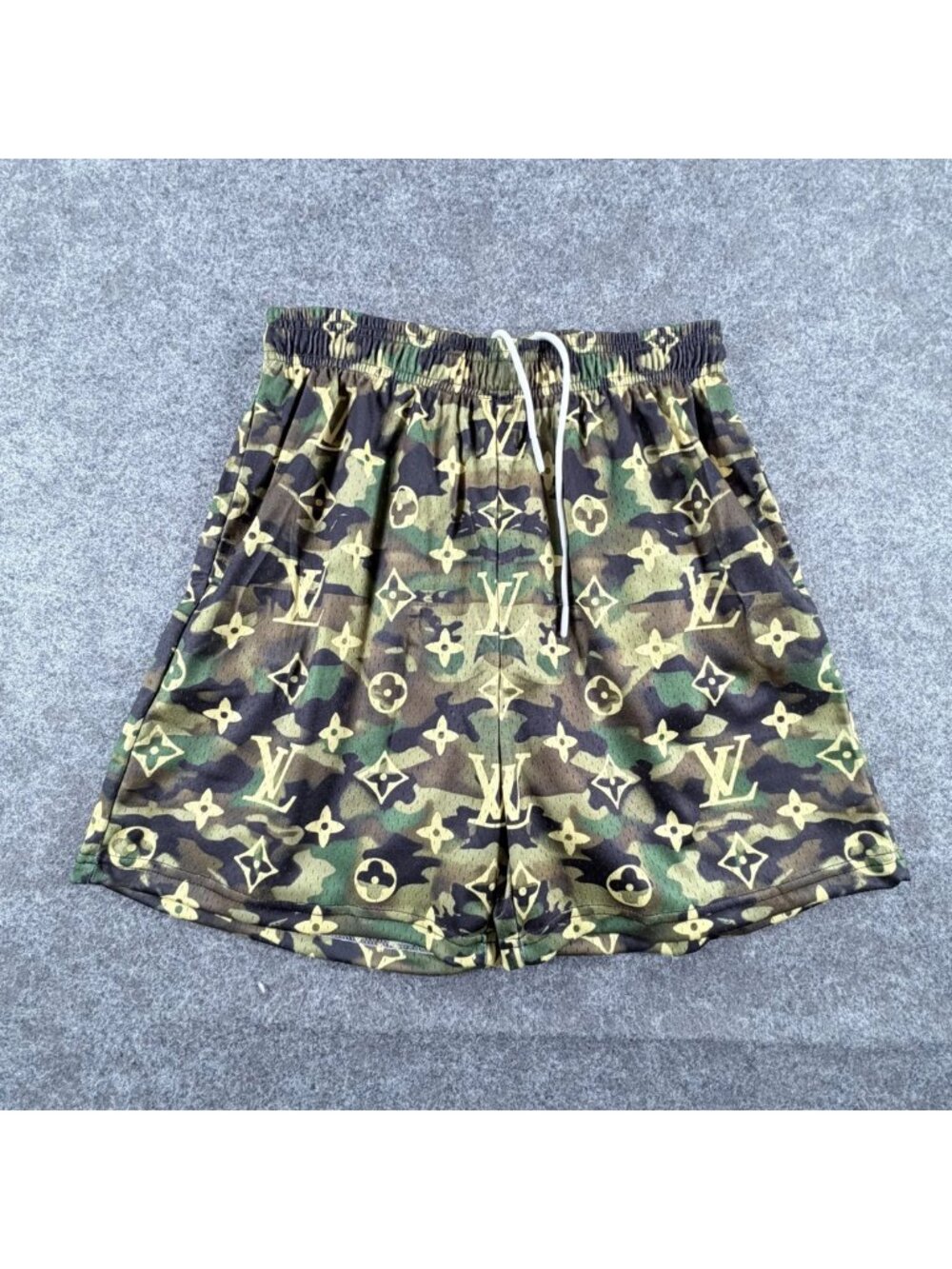 Asylum Co OG Military Satin Mesh Sweat Shorts Mens L Multicolor Camo Monogram